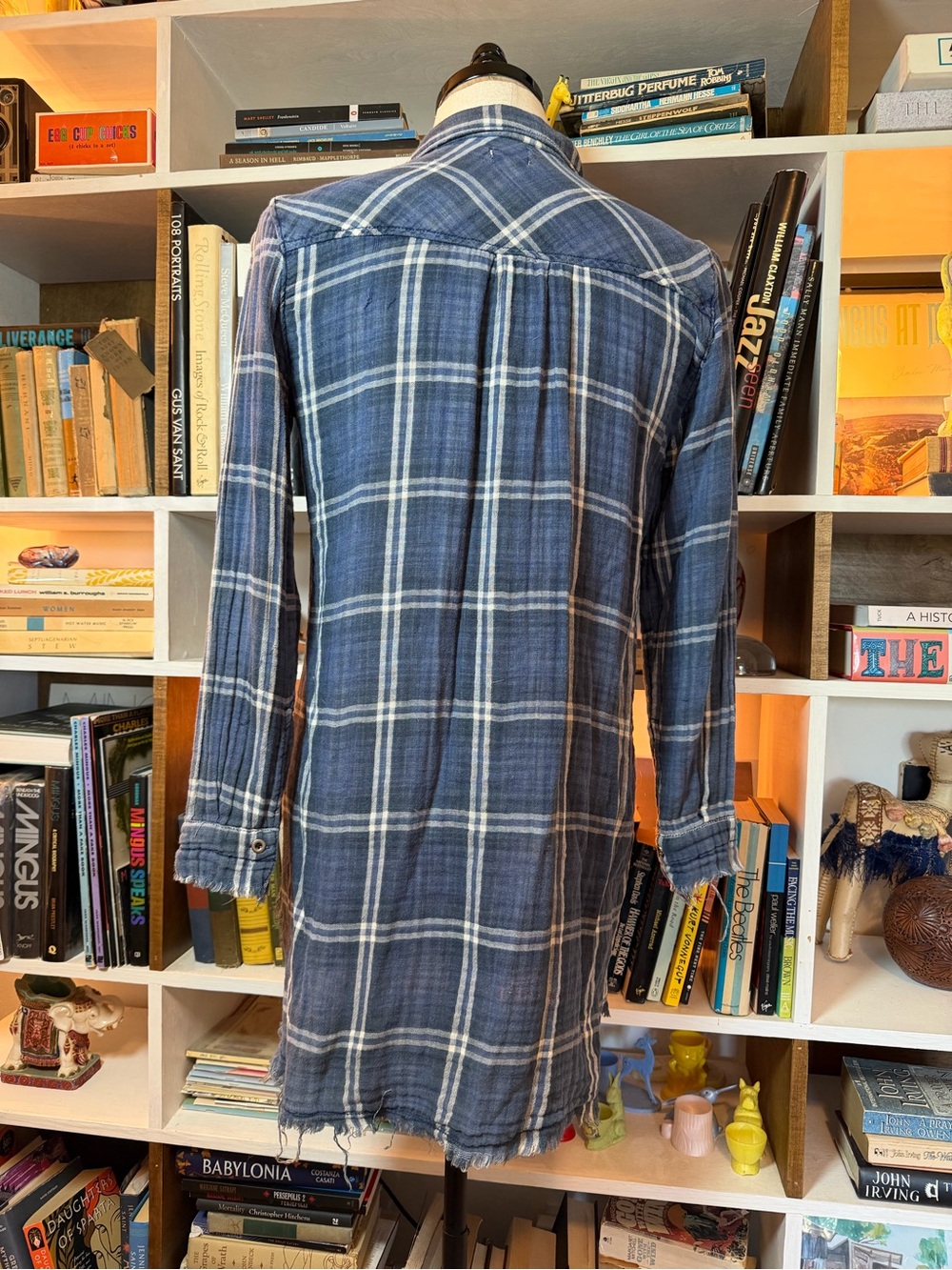 Sneak Peek Blue Plaid Button-Up Tunic - Picture 4 of 5